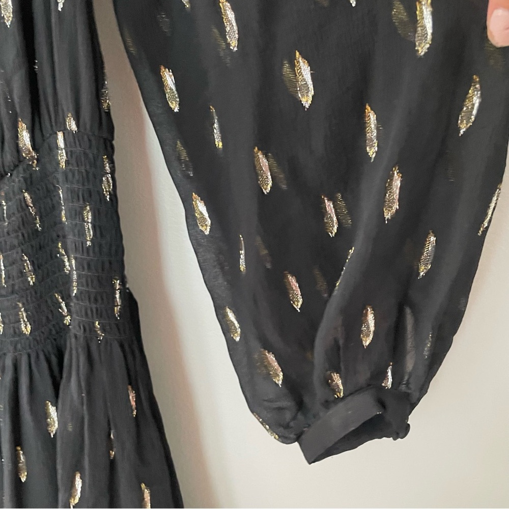 REBECCA TAYLOR Silk Metallic Clip Dot Dress Size 2 - Picture 12 of 16